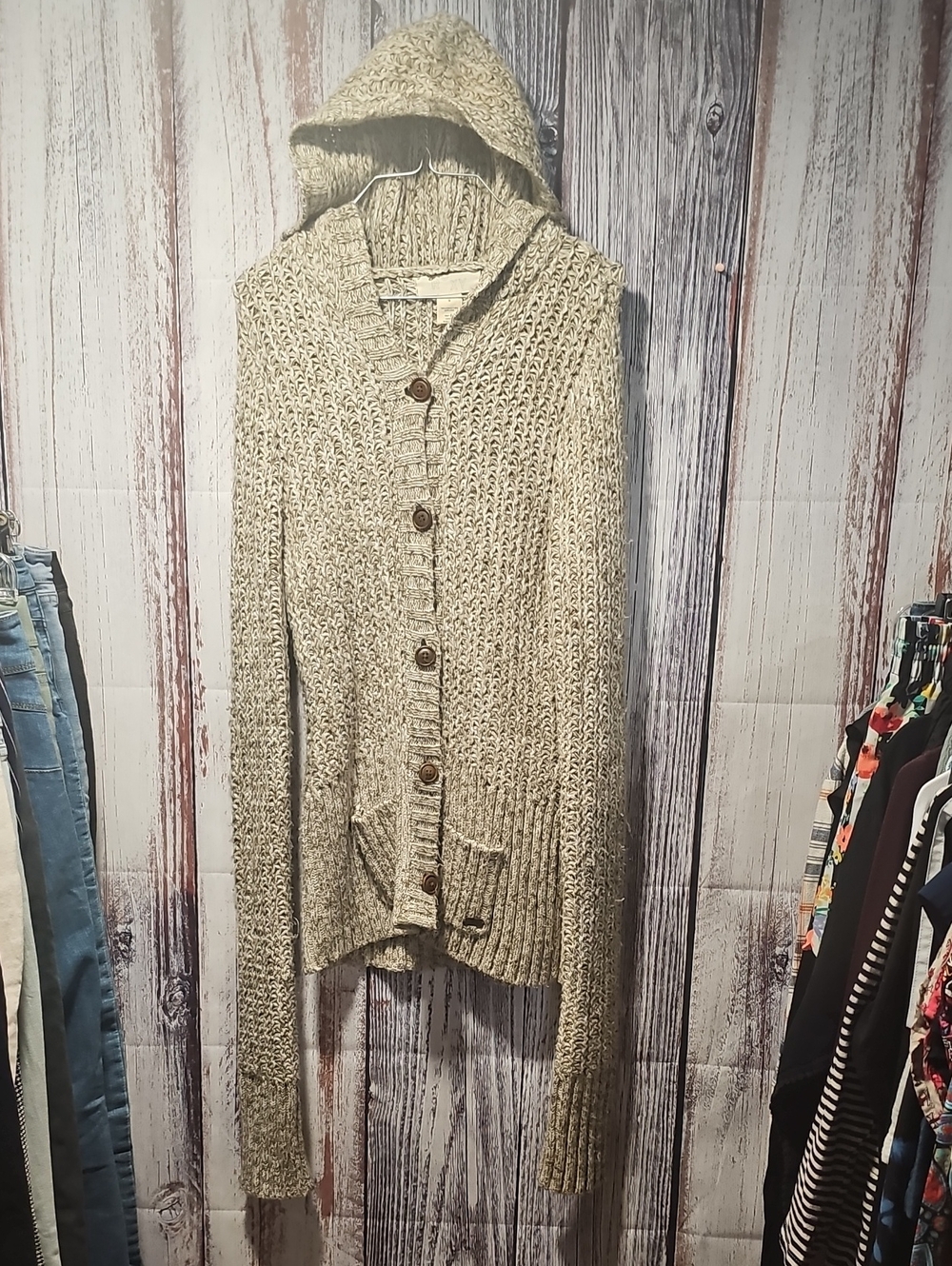 Roxy Hooded Button-Front Knit Cardigan - Cream